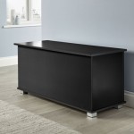 Home Source Malmo Ottoman Storage Box – Toy and Blanket Chest, Black, Hinged Safety Lid, Flat-Pack